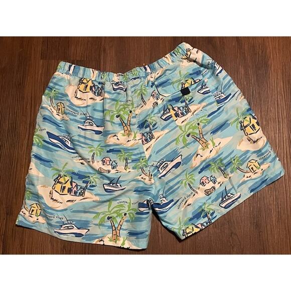 Vineyard Vines Men's Surf Swim Trunks Size XL Blue Watercolor Print - Picture 2 of 5